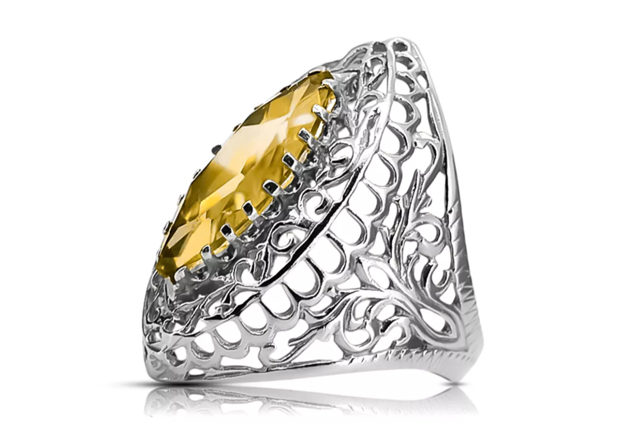 Peridoto amarillo Plata de ley 925 Anillo Artesanía vintage vrc090s